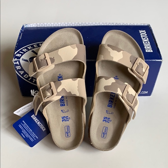 NIB BIRKENSTOCK Arizona Desert Soil Grey Taupe 2 Strap Sandal Size 35 Birko Flor - Picture 2 of 10